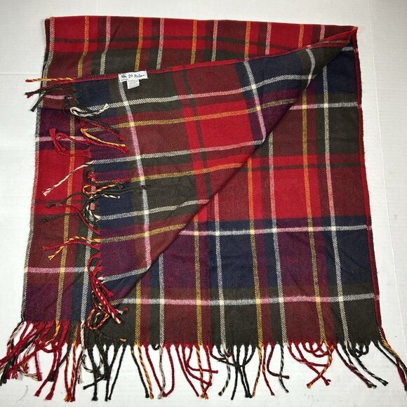 29 Palms Long Red Green Plaid Blanket Scarf with Fringe Unisex Size 26”x78” - Picture 3 of 6